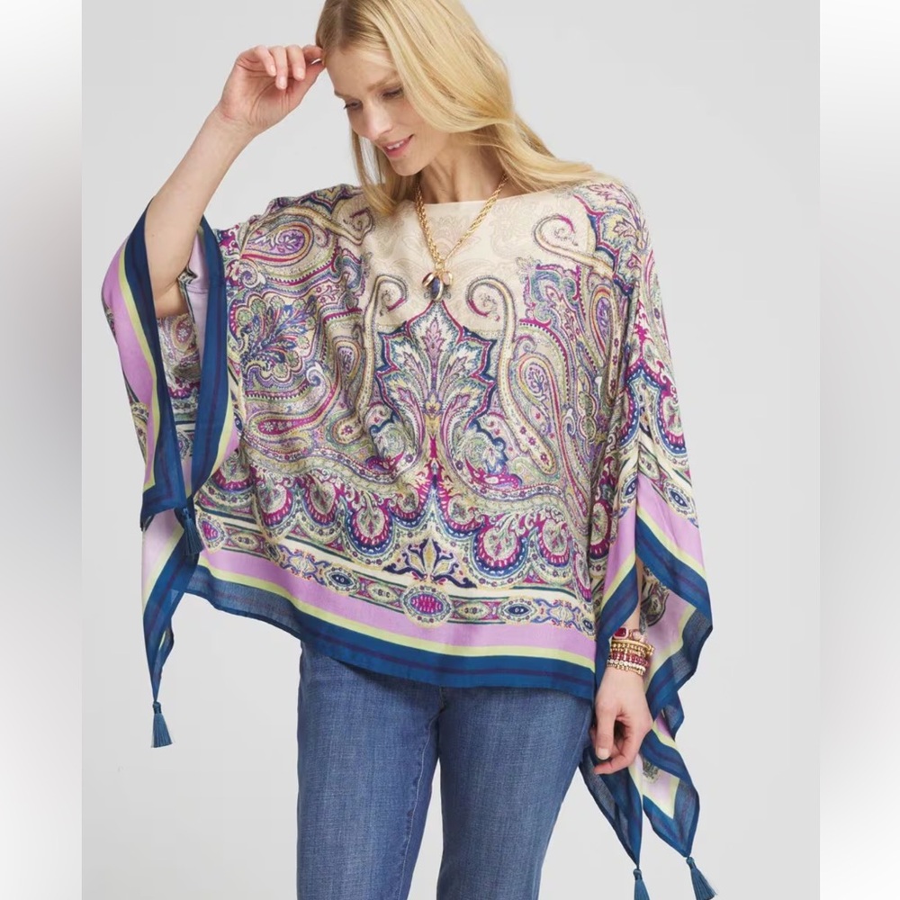 Chico’s Paisley Print  poncho Women's Top - Multicolor size S/ M